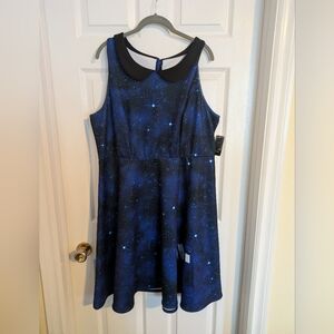 Her Universe Doctor Who Peter Pan Collar Tardis Galaxy Print Dress Size 2X